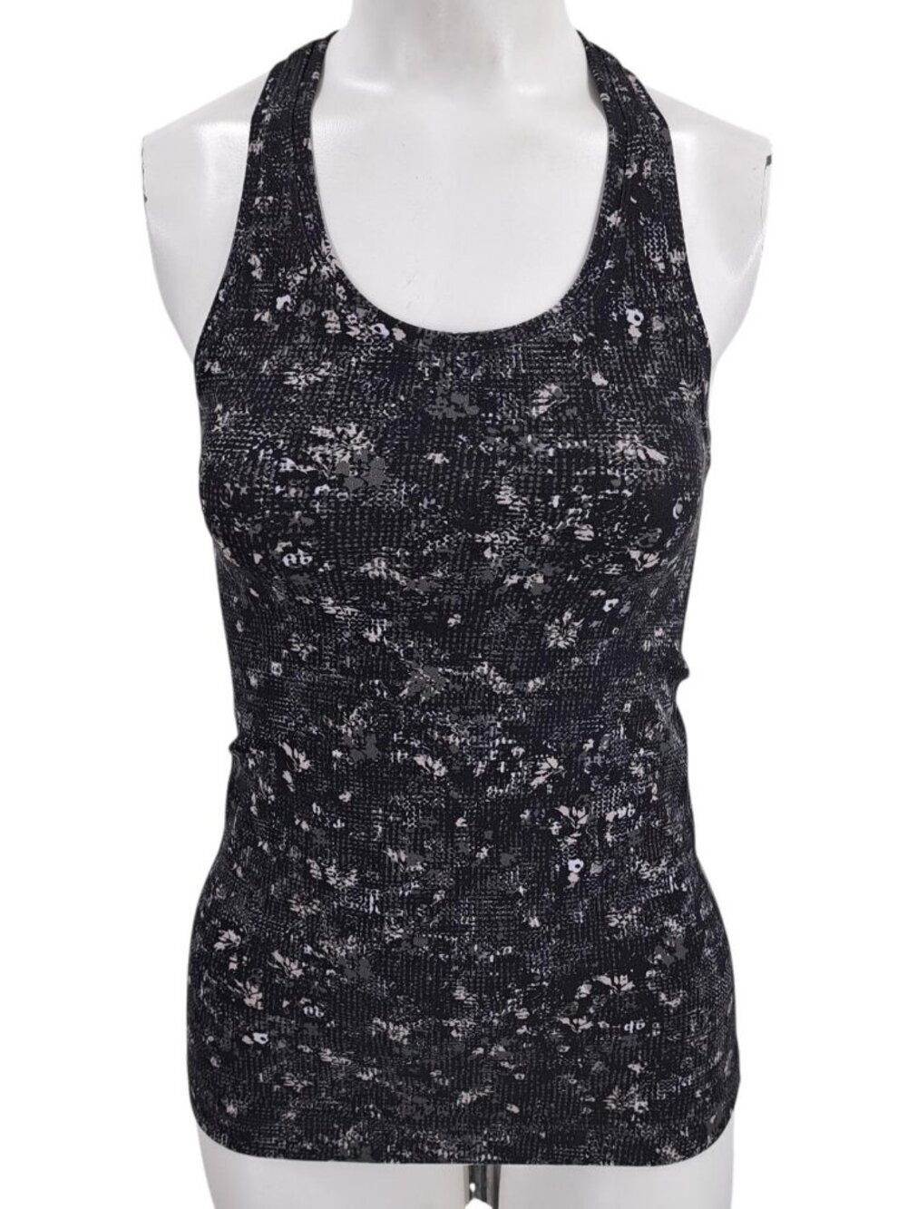 Lululemon Cool Racerback Workout Tank Top Size 4 Black Yoga Blossom Starlight